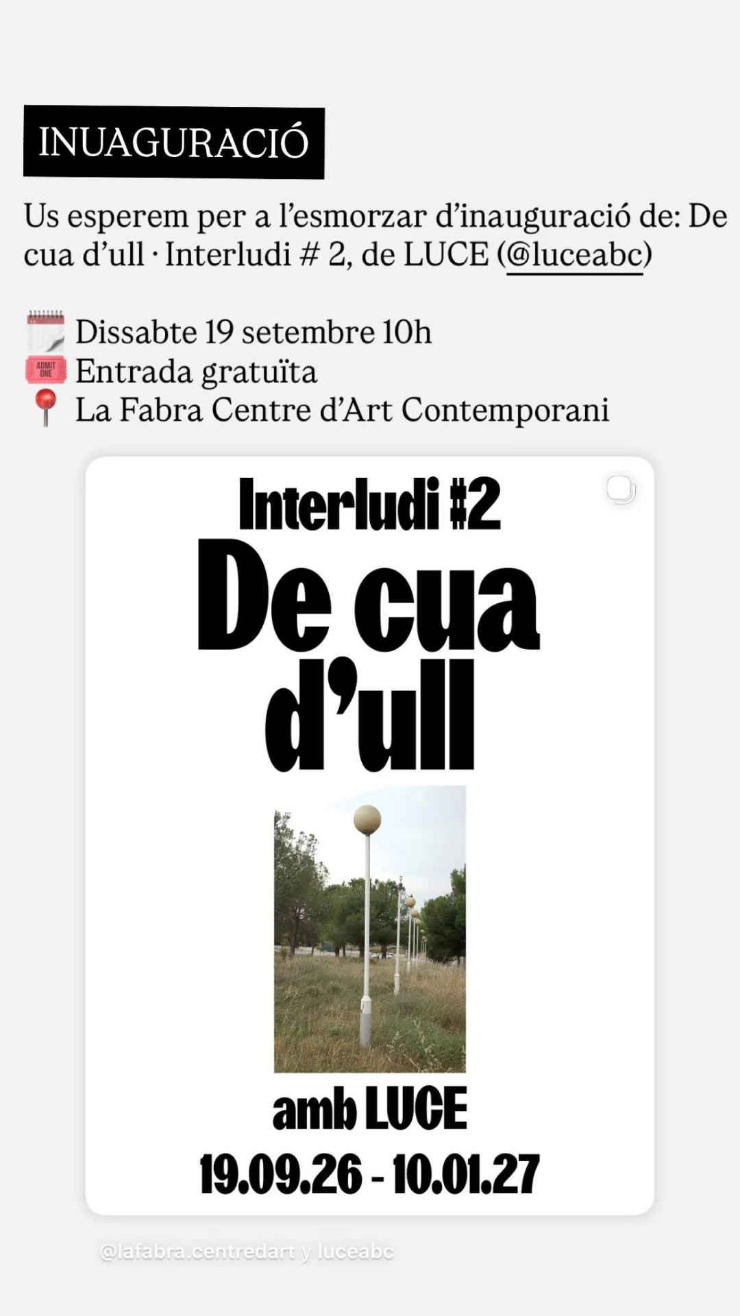 Interludi #2: De cua d'ull — inauguration breakfast (LUCE)