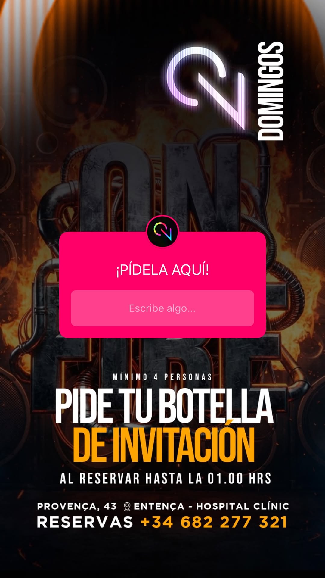 Bottle invitation when reserving