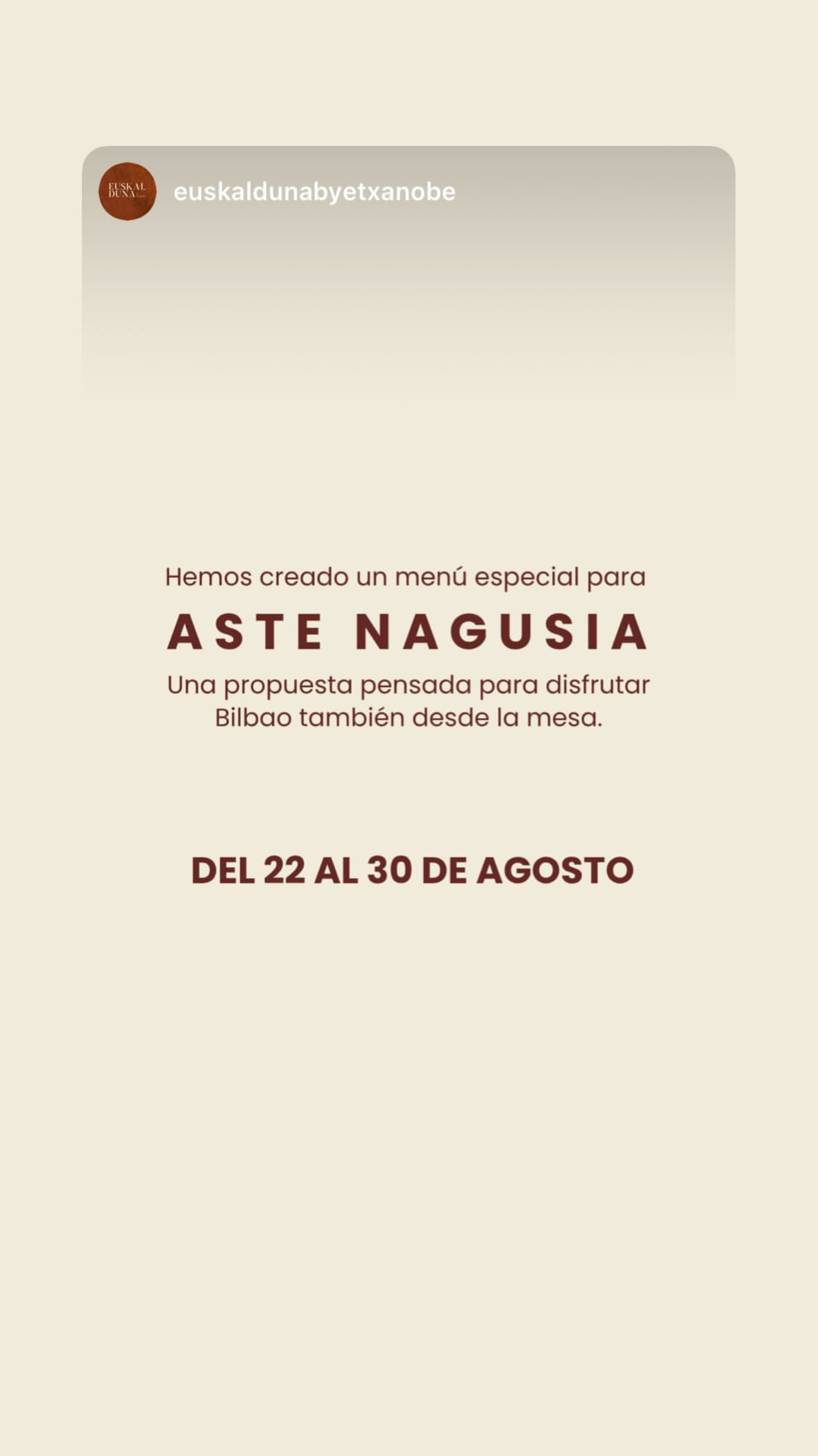 Aste Nagusia special menu (Etxanobe @ Euskalduna)