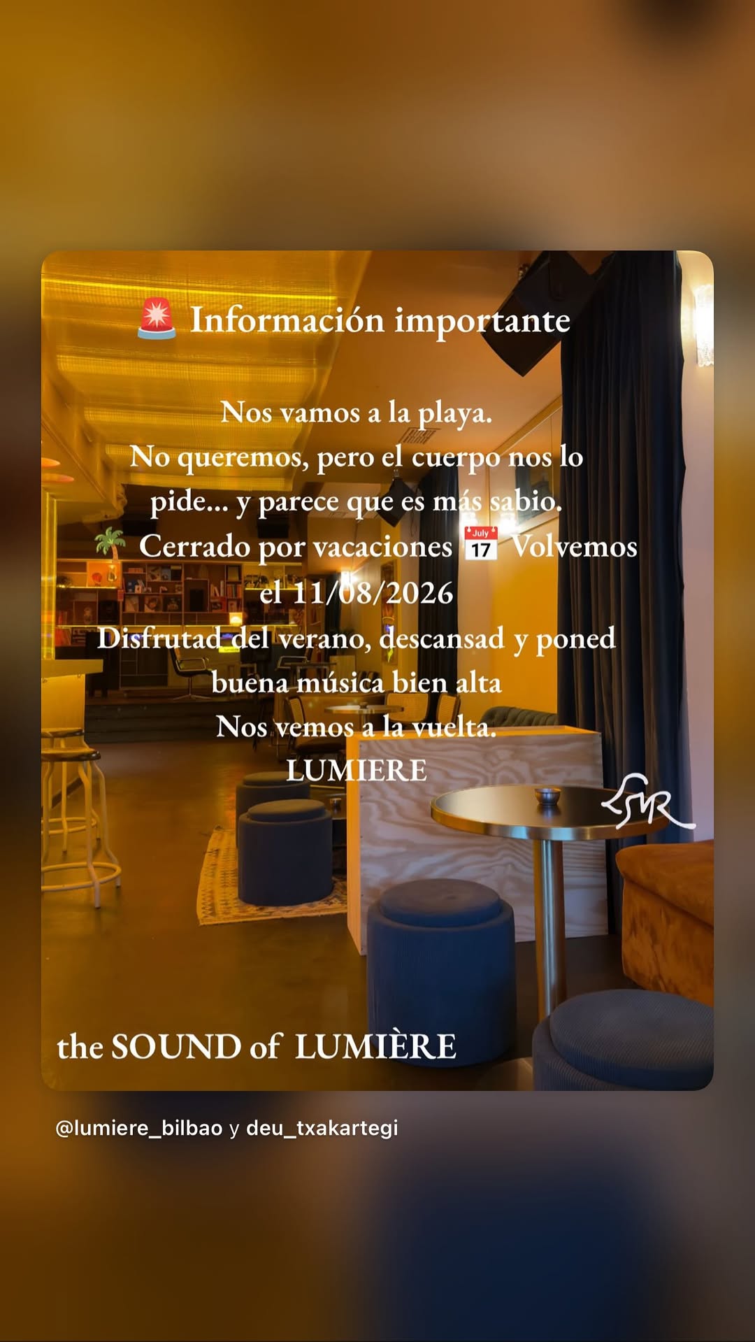 Lumiere closed for vacations — reopens
