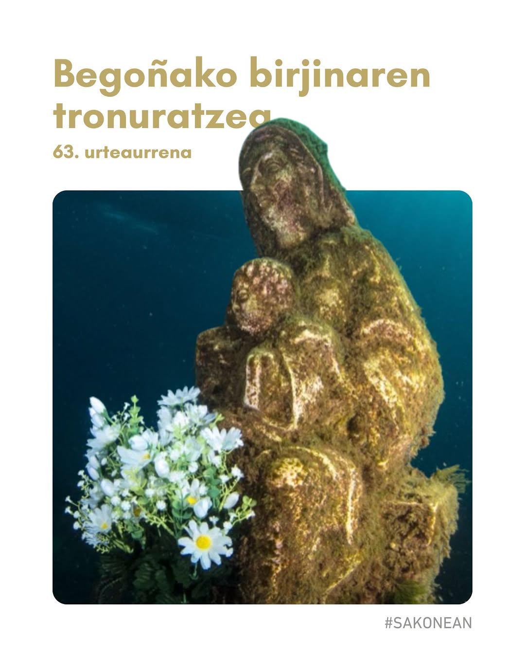 Virgen de Begoña entronization — floral offering at sea (San Juan de Gaztelugatxe / Bermeo)