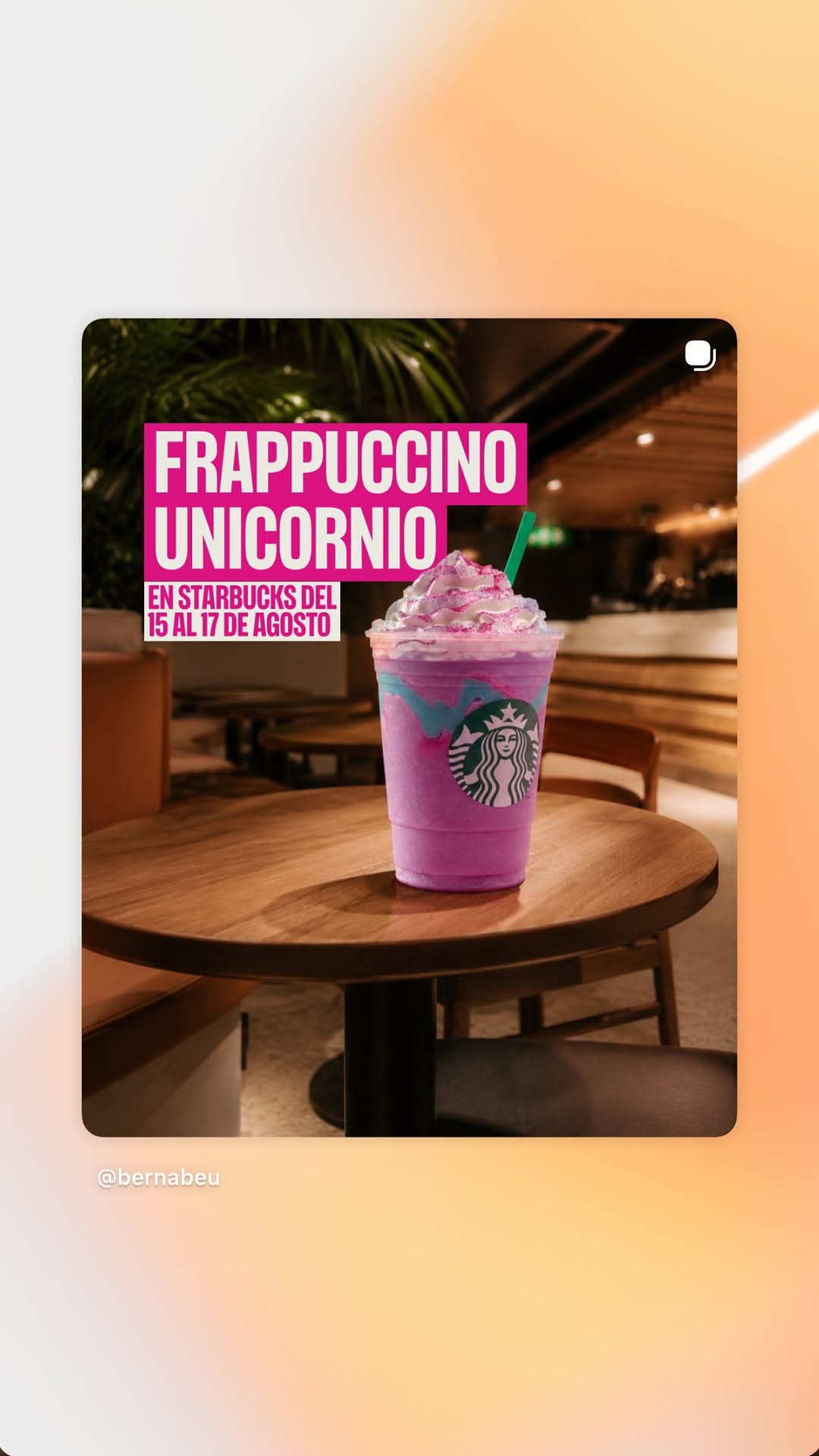 Frappuccino Unicornio (Starbucks Bernabéu)