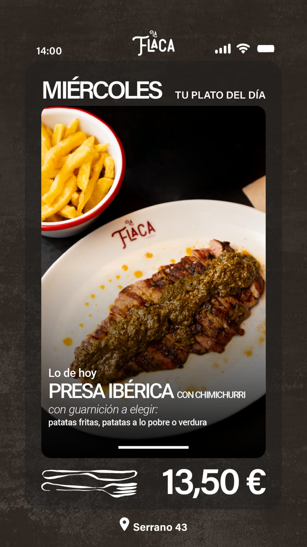 Wednesday dish of the day — Presa Ibérica (13,50 €)