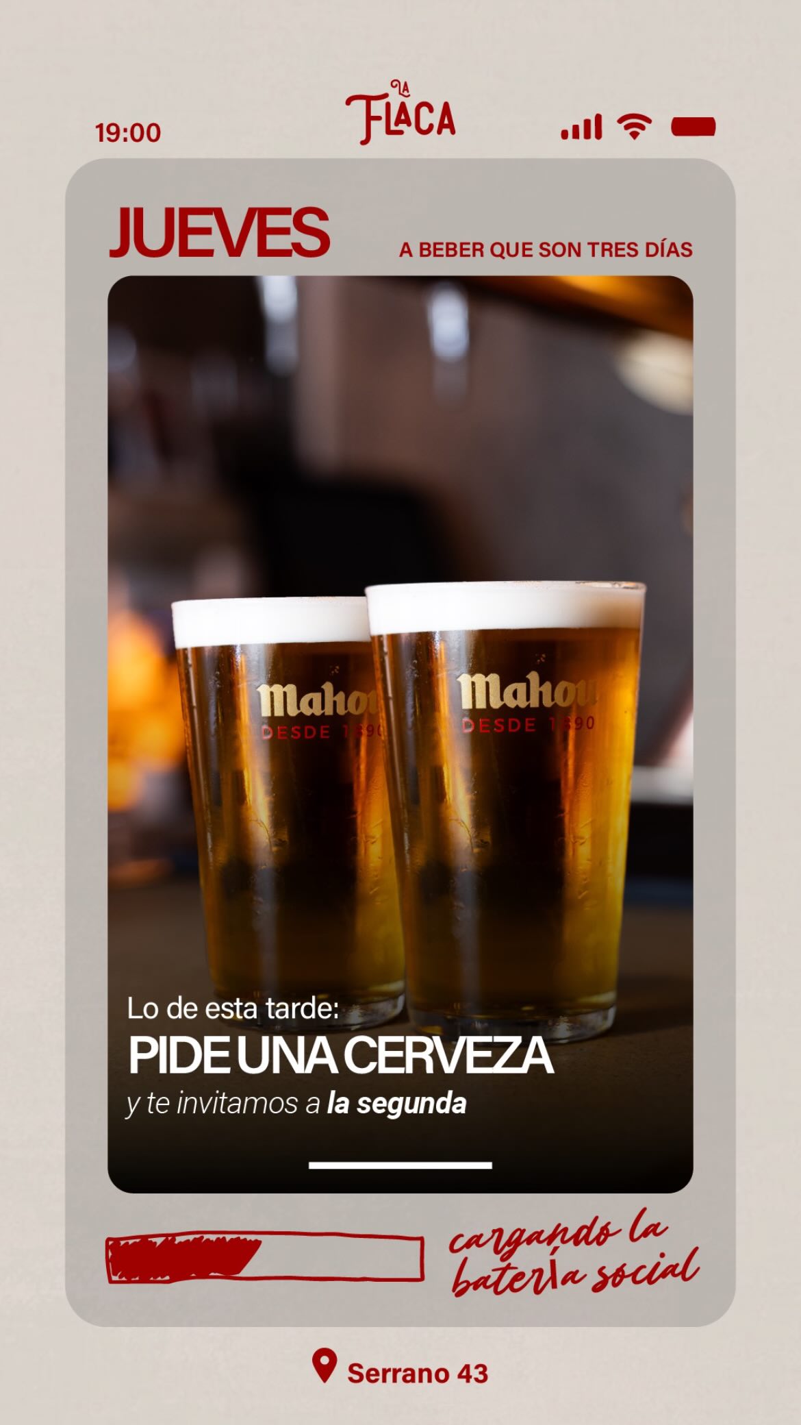 Thursday — buy one beer, get the second free