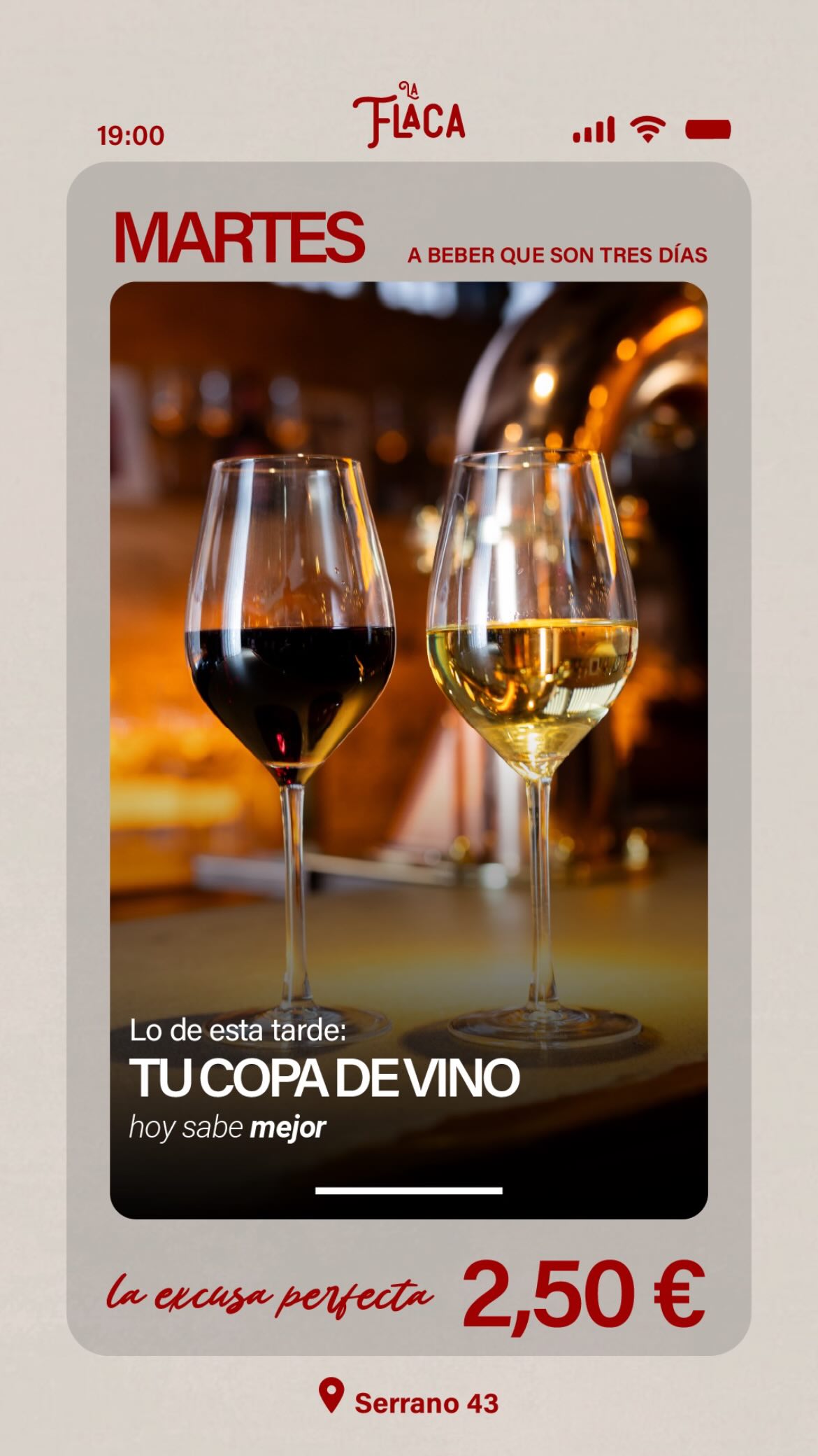 Tuesday — A beber que son tres días
