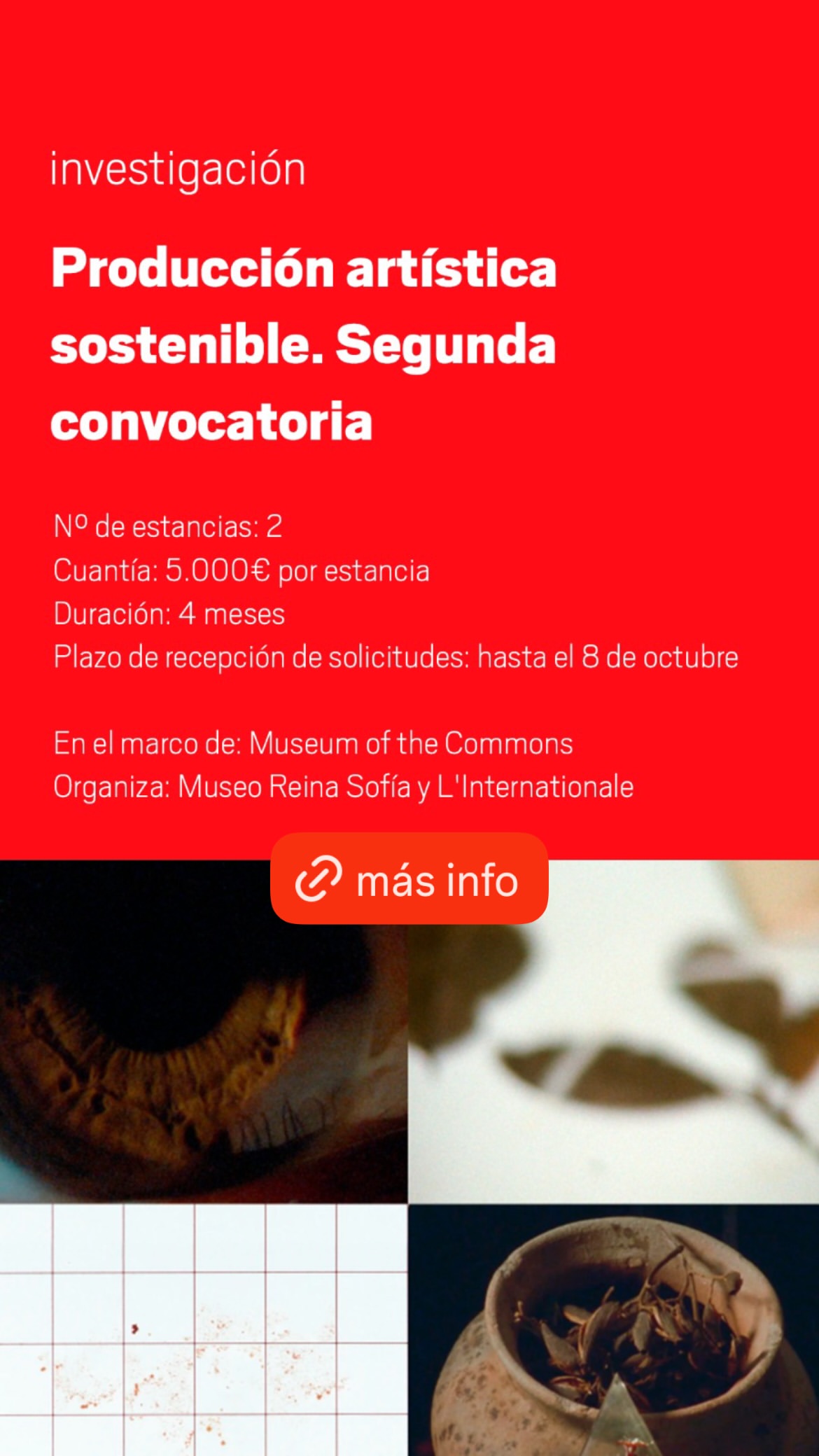 Producción artística sostenible. Segunda convocatoria