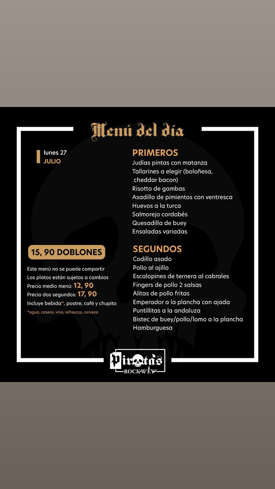 Menú del Día — Lunes 27 de Julio
