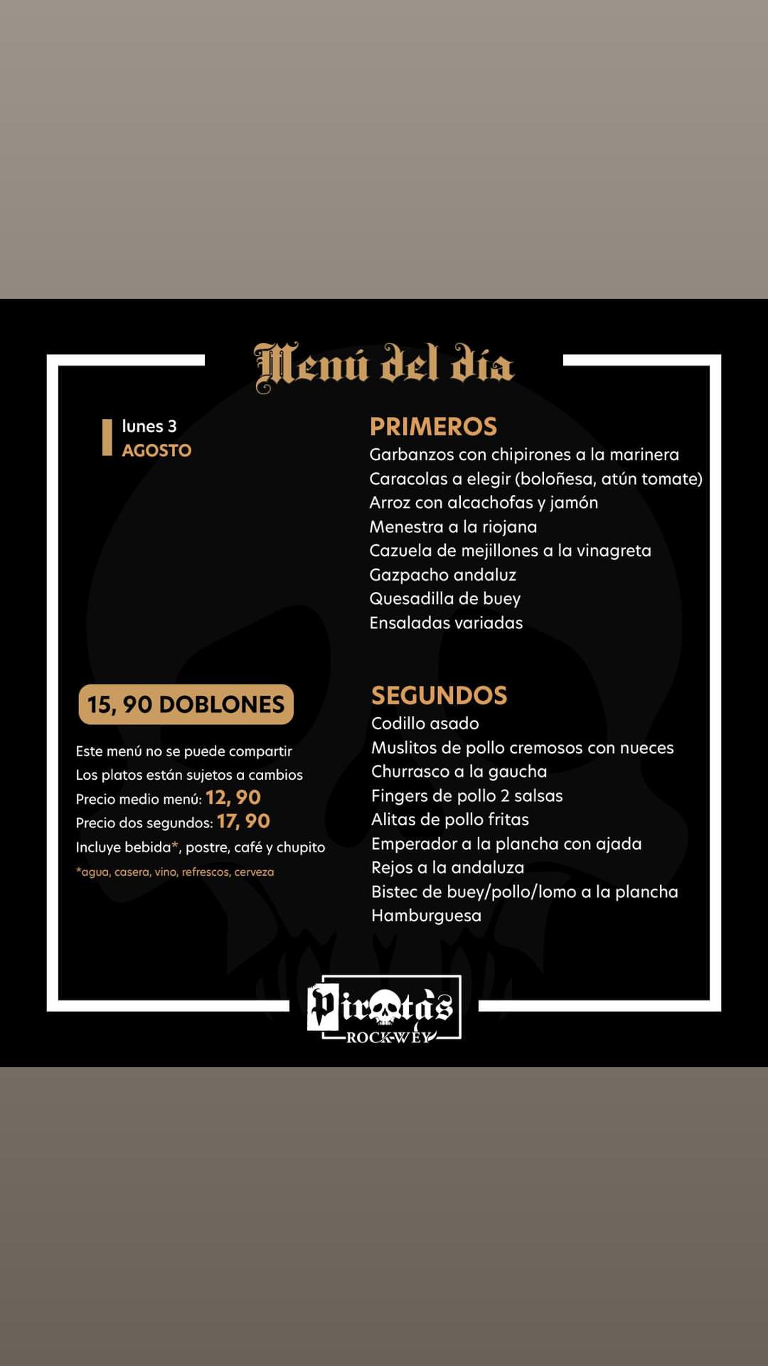 Daily Menu — Mon 3 Aug