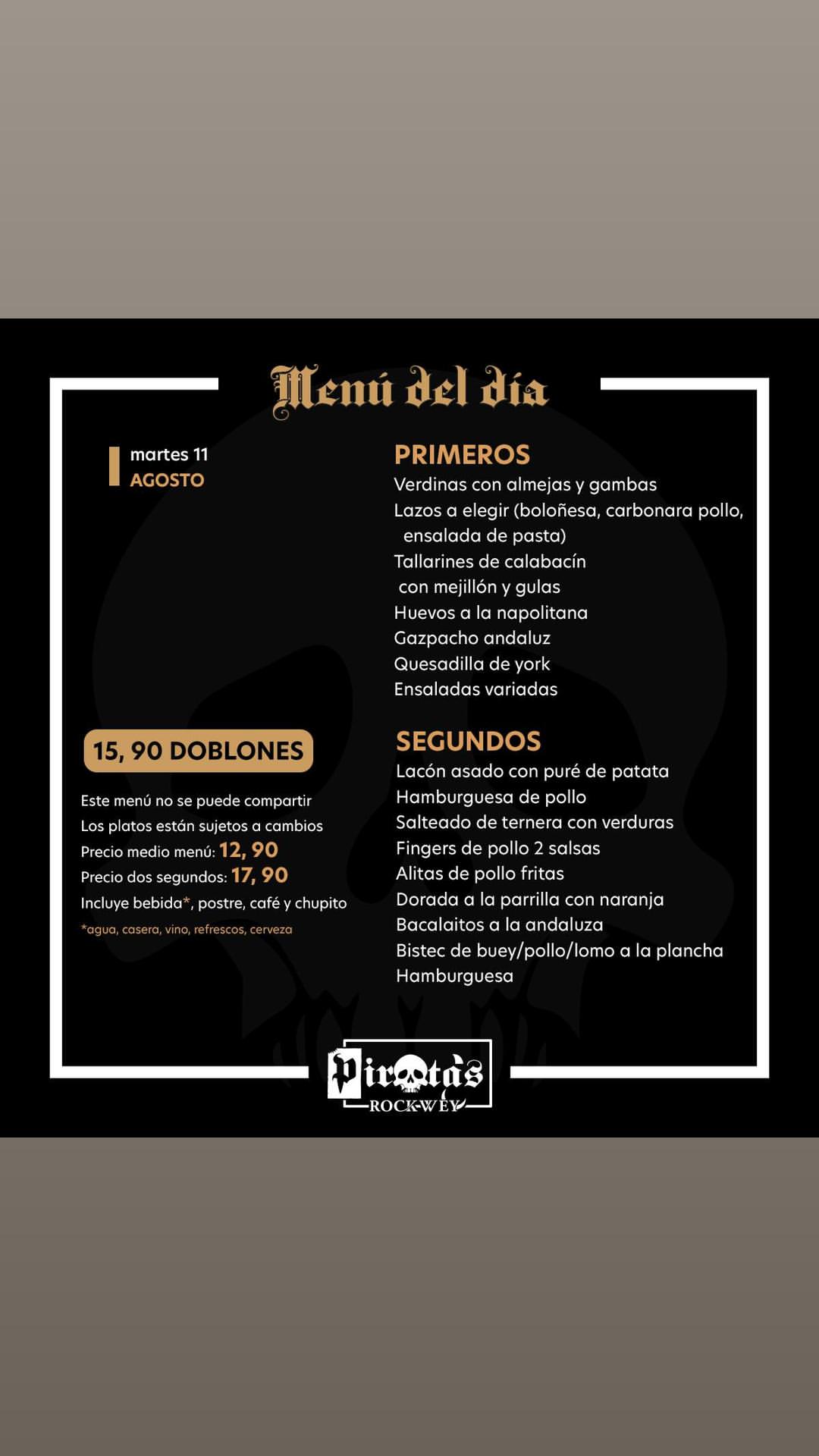 Menu del día — Tue 11 Aug