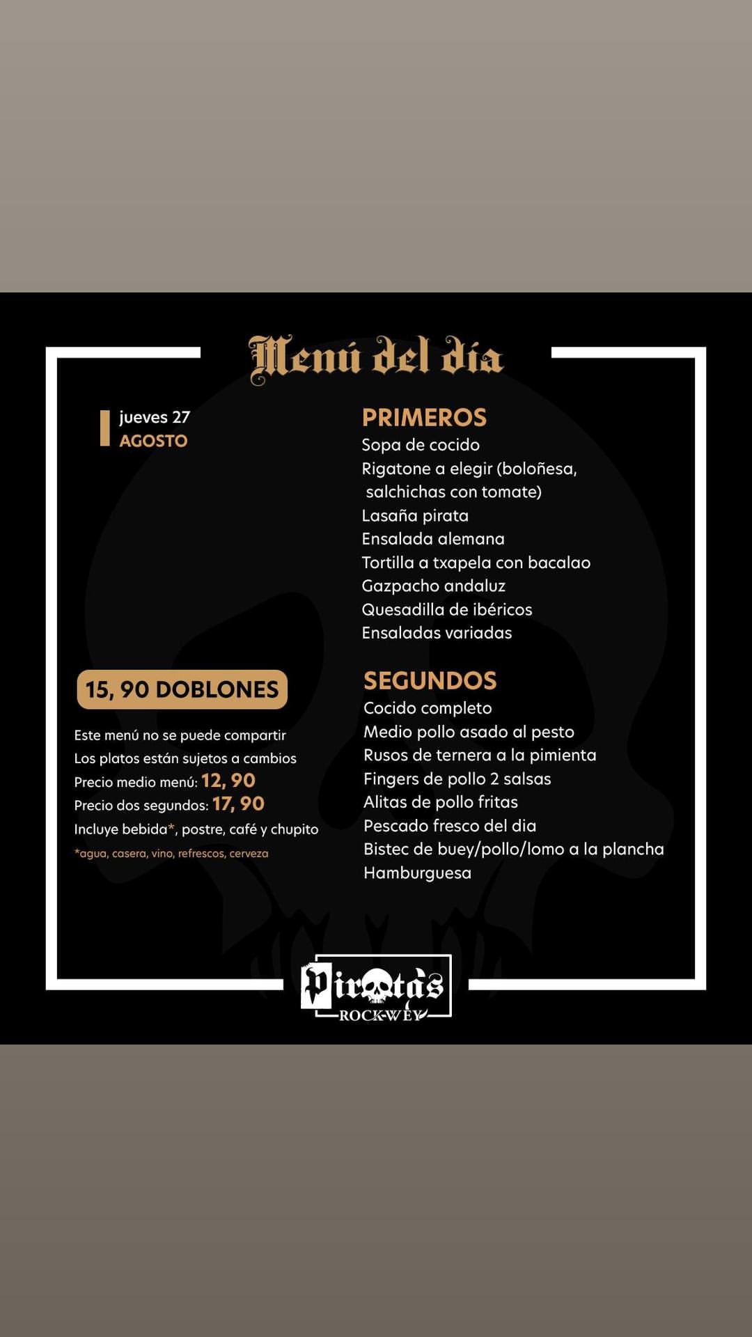 Menu del Día — Thu 27 Aug