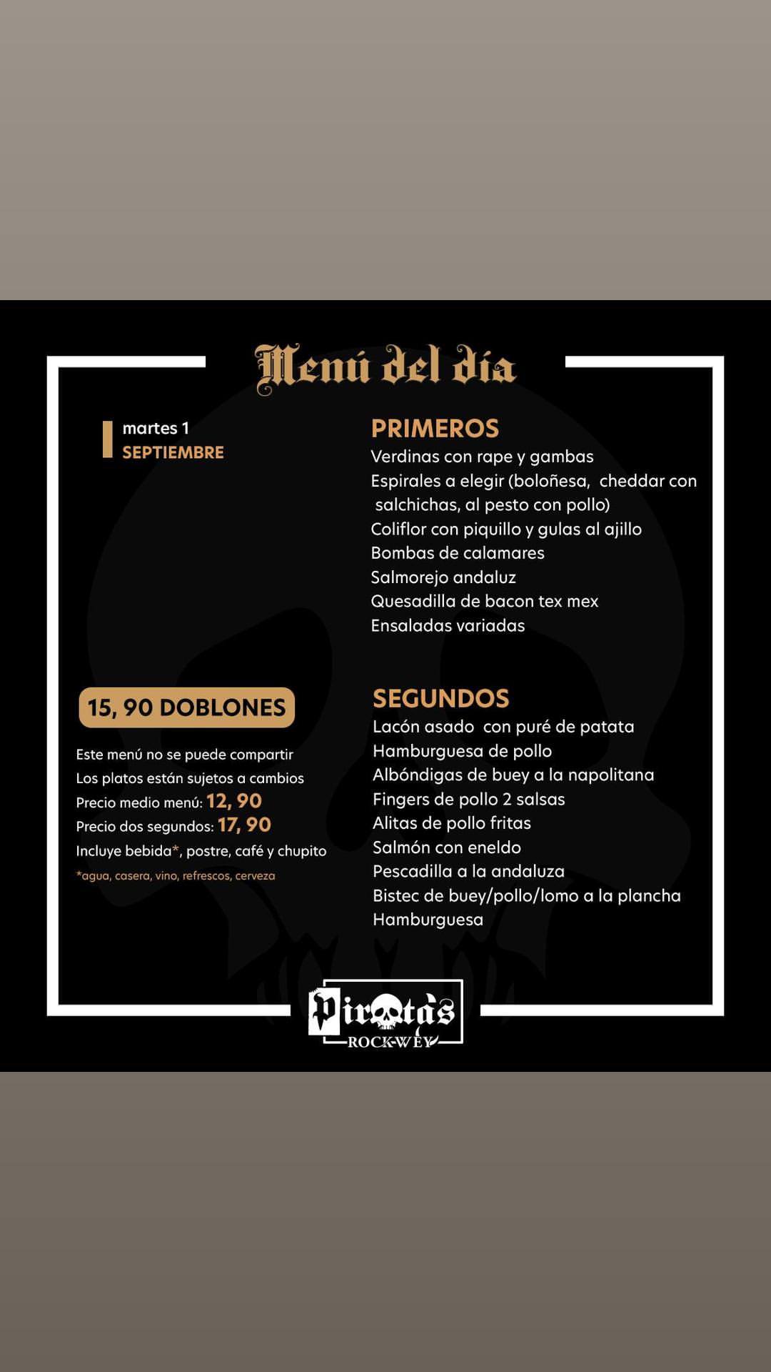 Menú del día — martes 1 septiembre