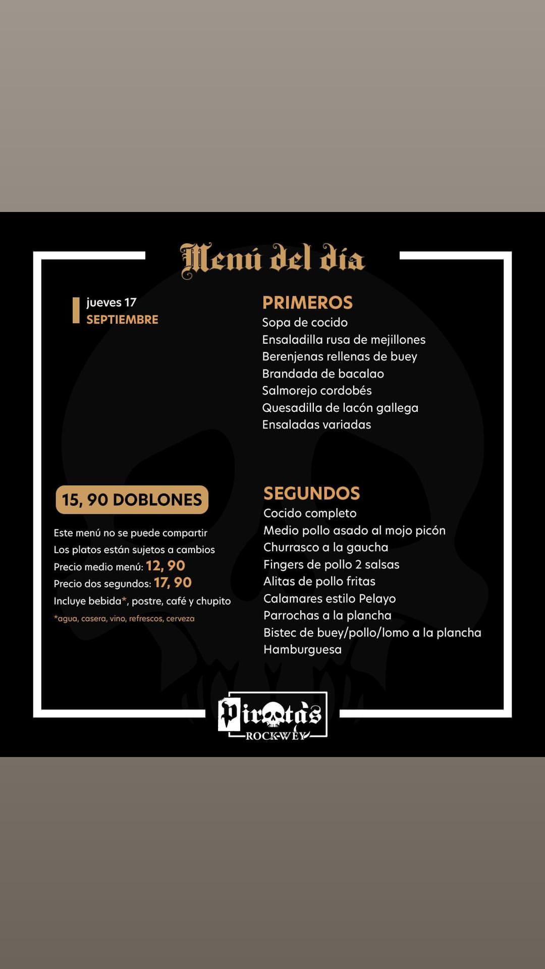 Menú del día — jueves 17 septiembre