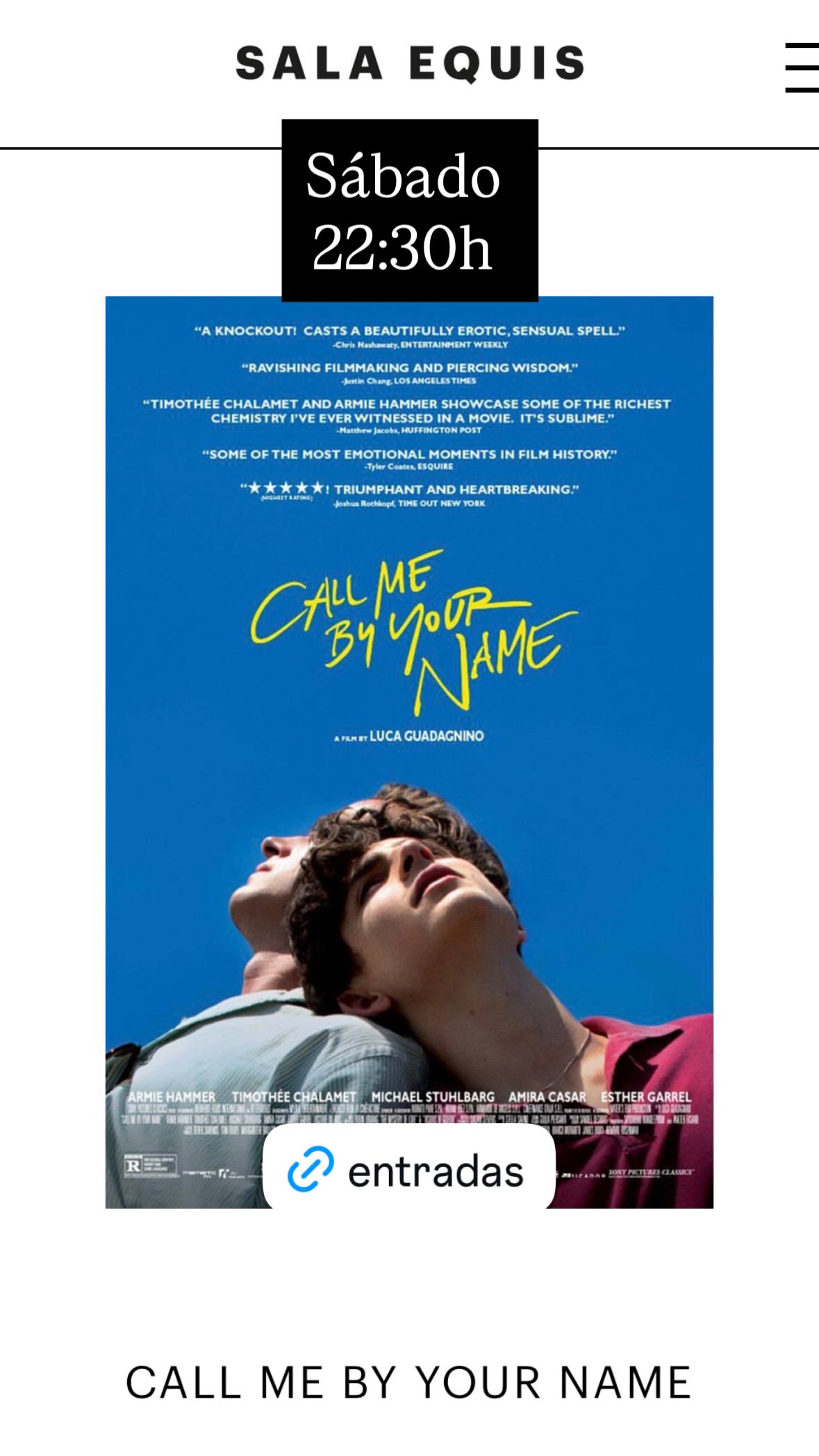 Call Me By Your Name — screening