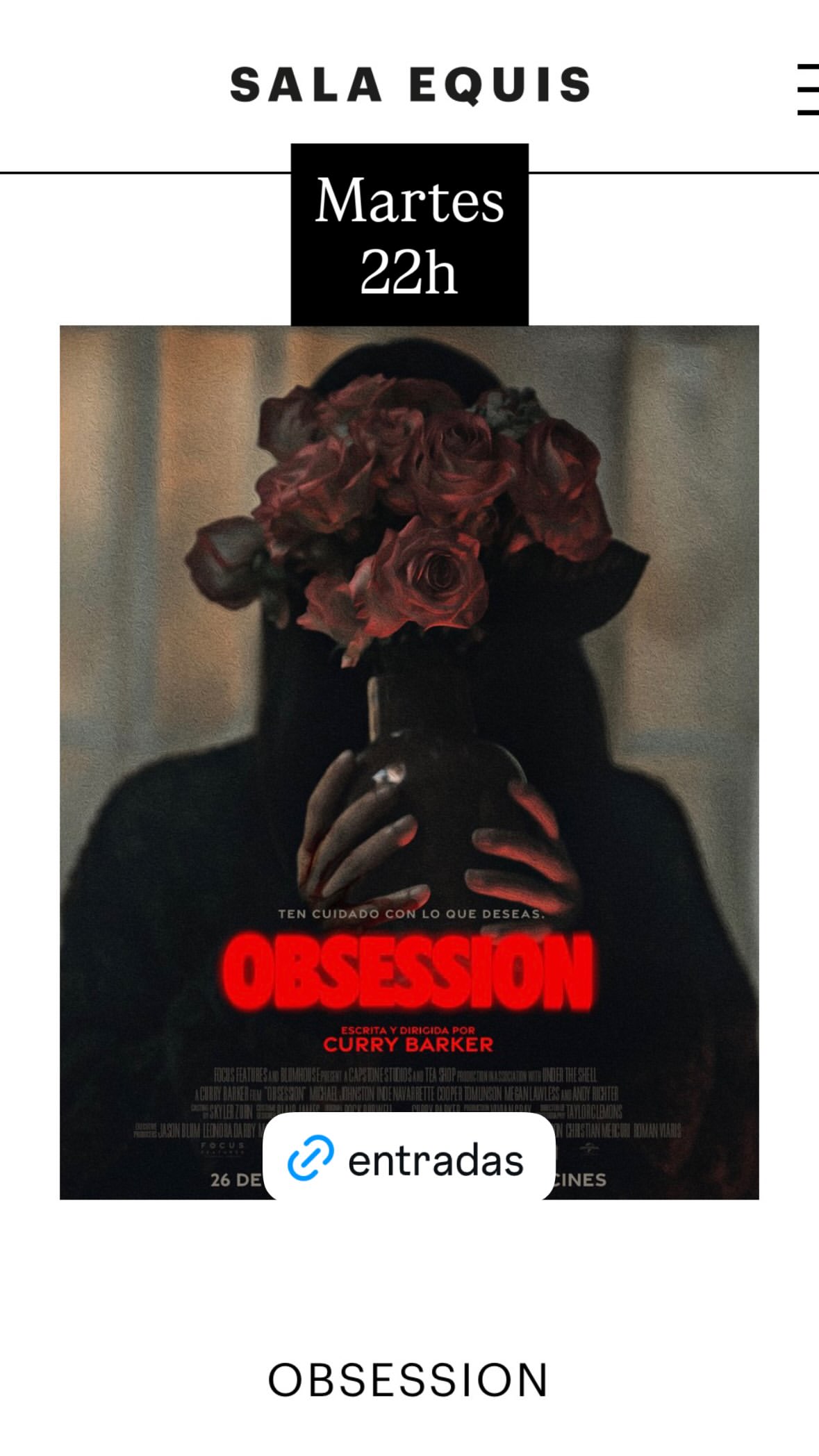 OBSESSION — proyección (Sala Equis)