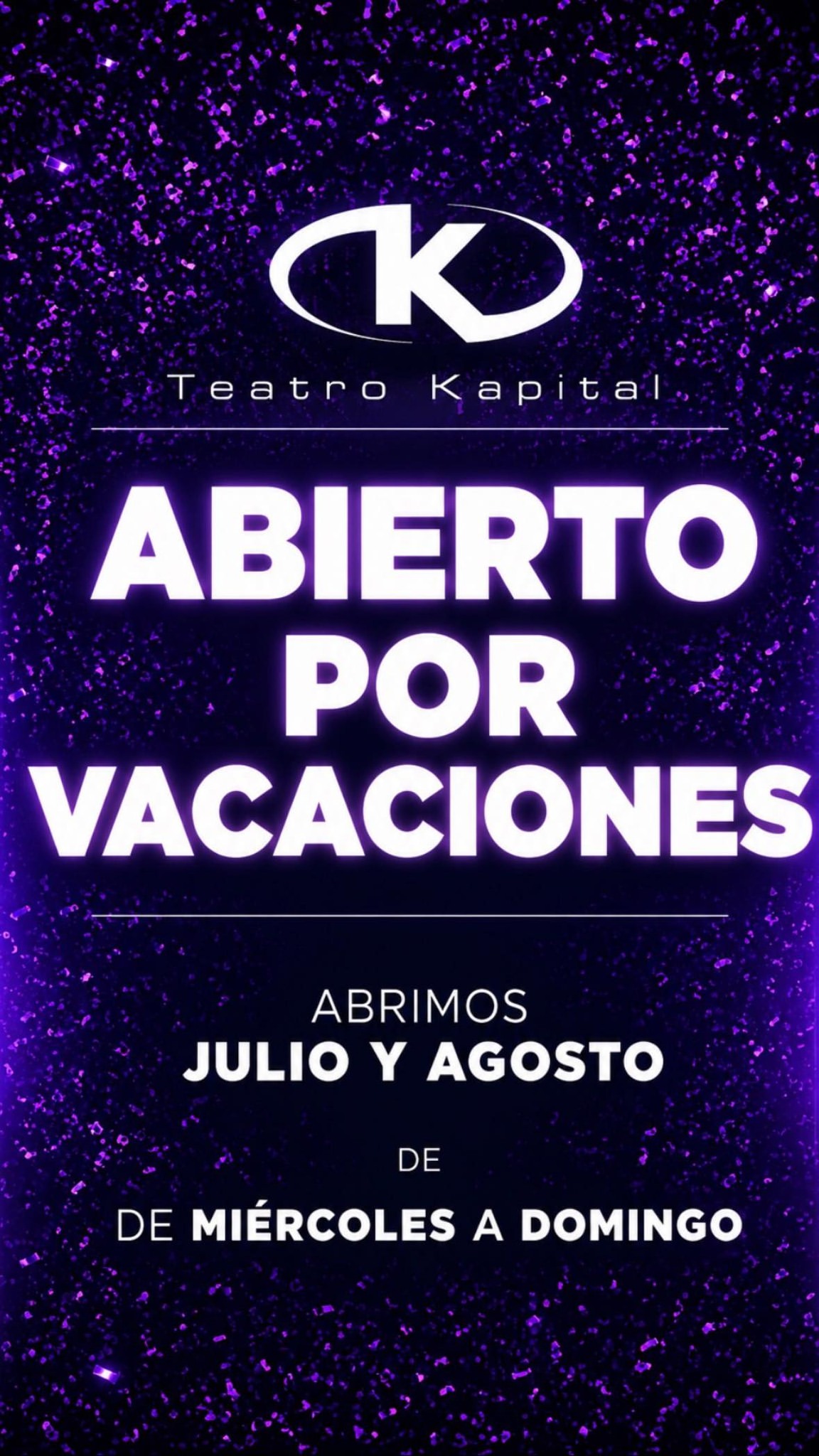Open for vacations — Wed–Sun (July & August)