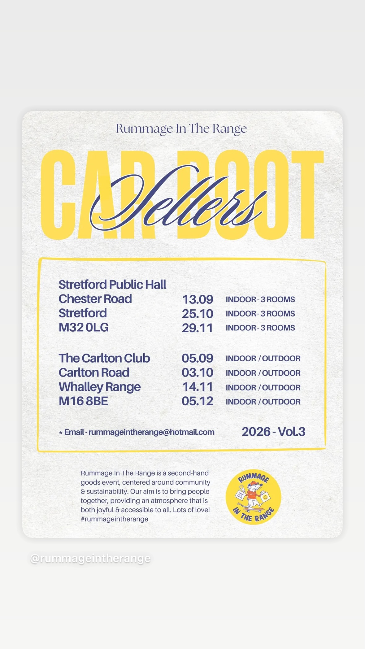 Rummage In The Range — Carboot Sellers (The Carlton Club)