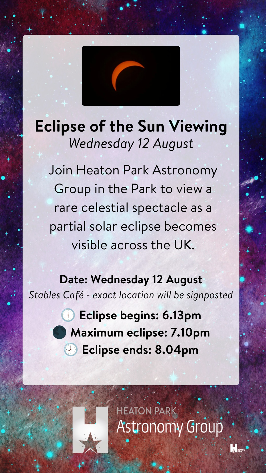 Solar Eclipse Viewing with Heaton Park Astronomy Group