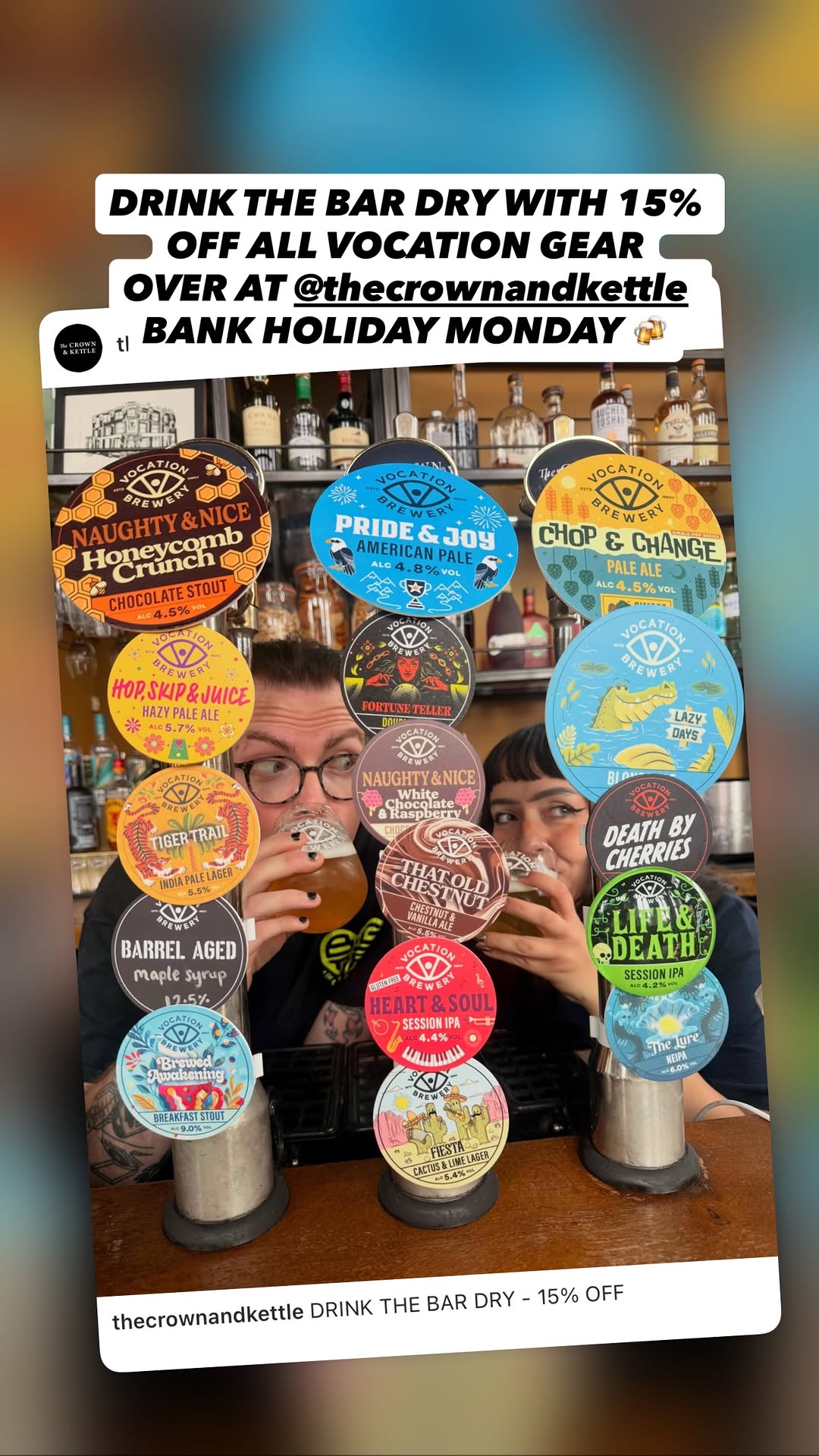 DRINK THE BAR DRY — 15% OFF at The Crown & Kettle