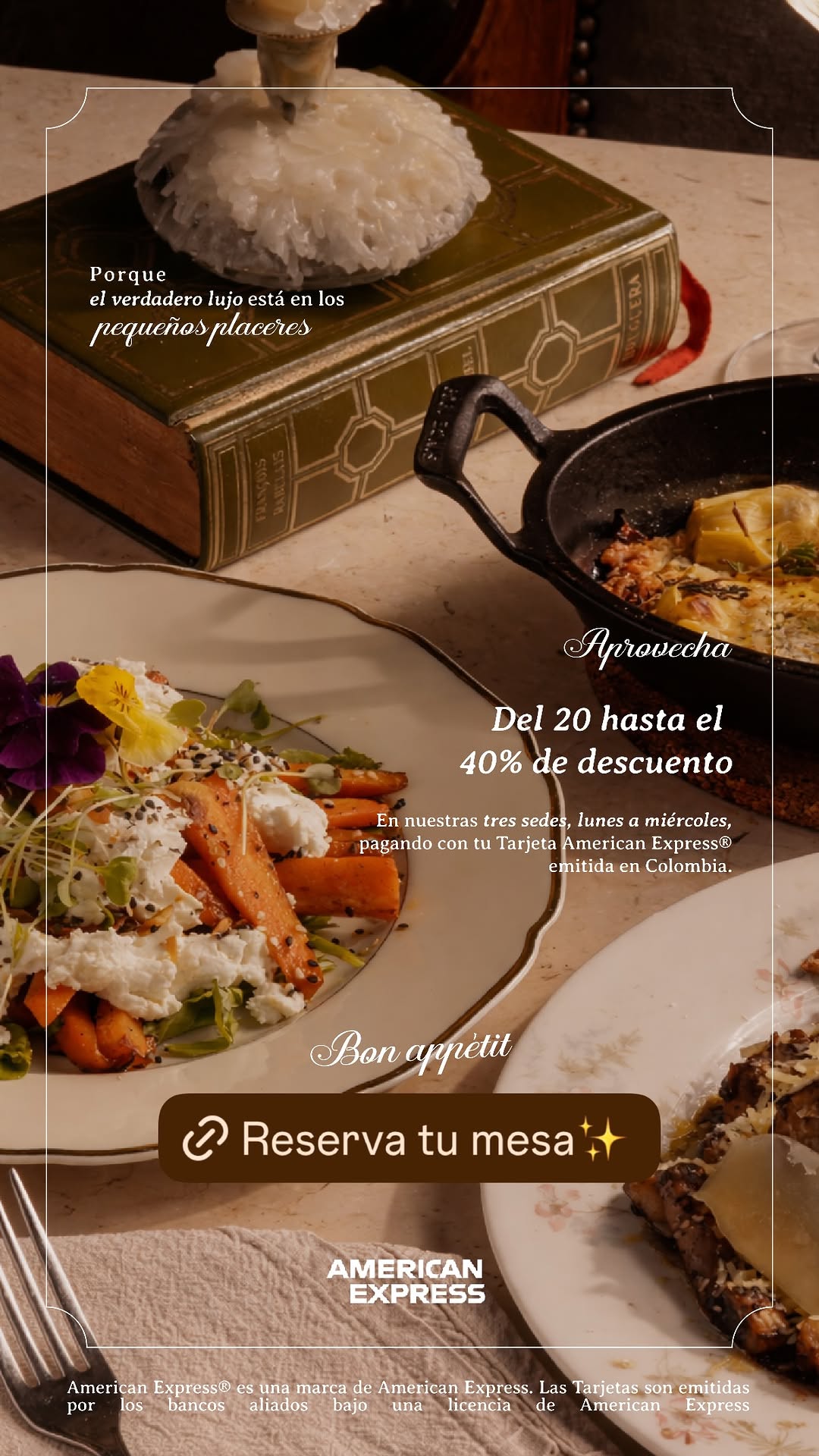 American Express discount Mon-Wed (up to 40%)