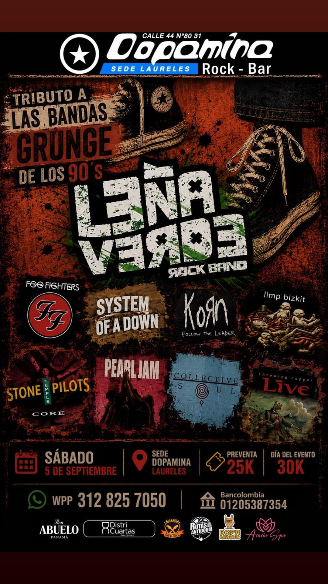 Leña Verde Rock Band — Tributo a las bandas grunge de los 90s