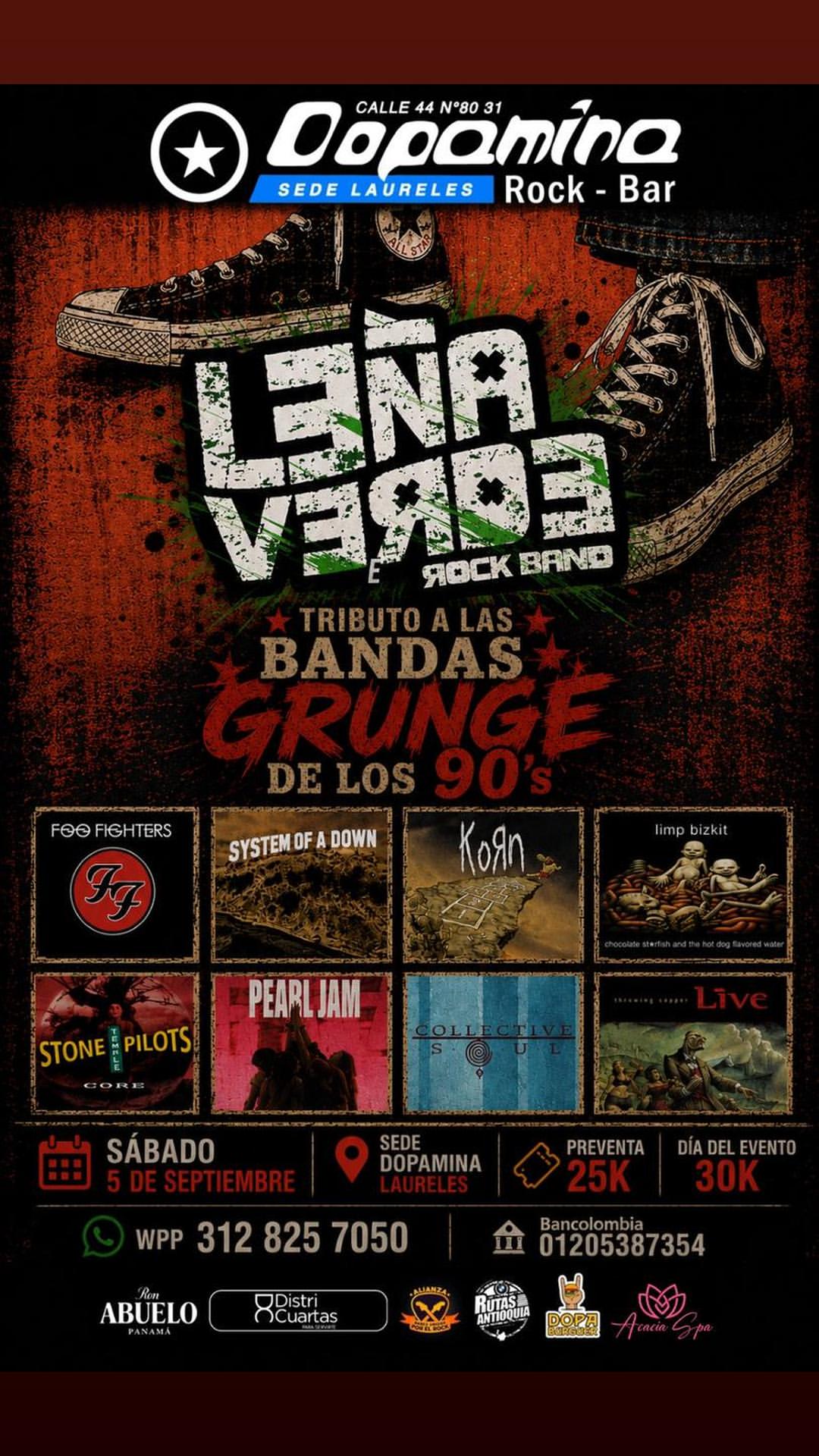 Leña Verde Rock Band — Tributo a las bandas grunge de los 90s