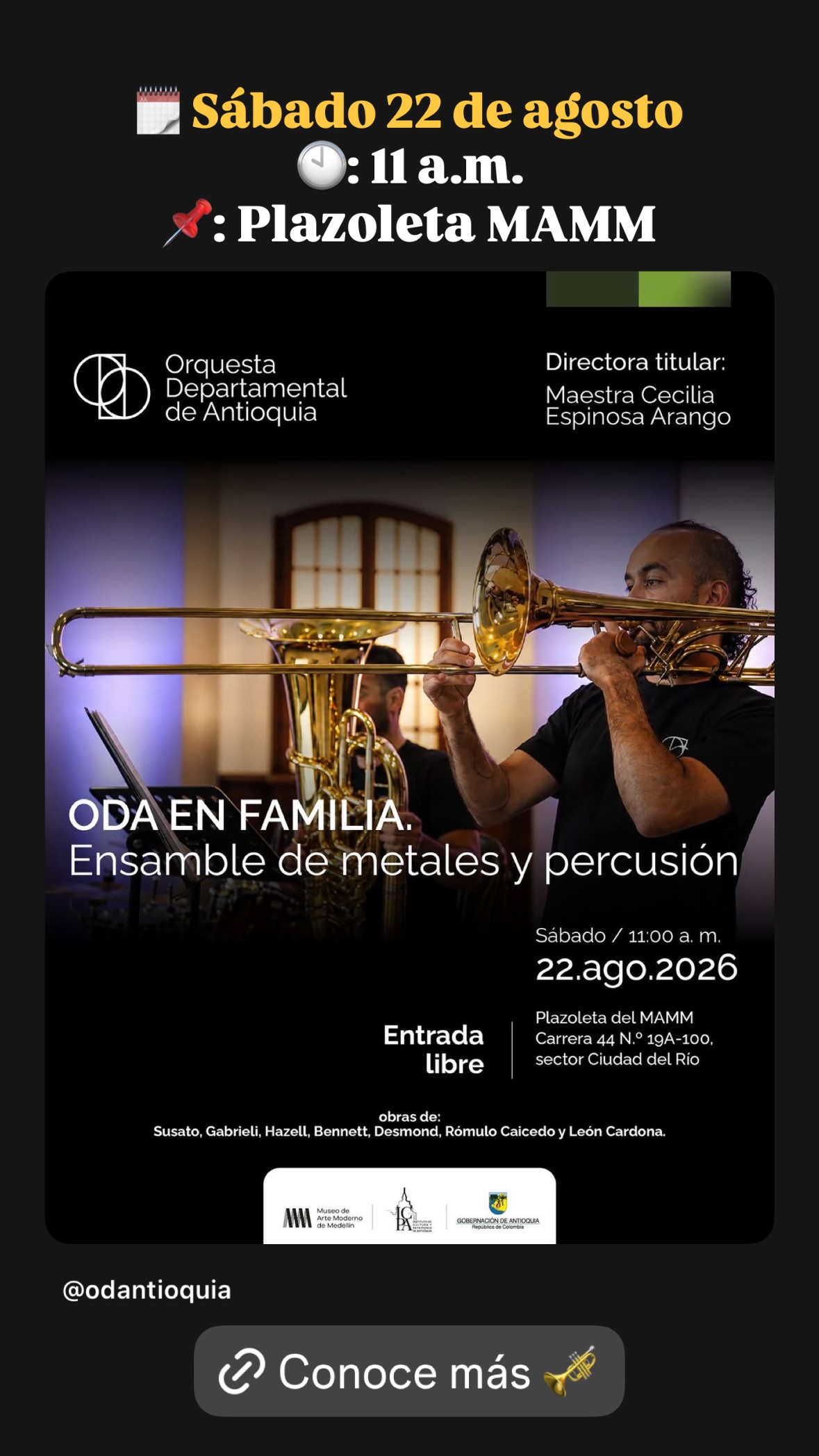 Oda en familia. Ensamble de metales y percusión